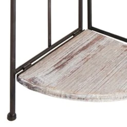 Providence Metal Corner Rack With Folding Wood-Top Shelves, 63" -Furniture Store providence metal corner rack with folding wood top shelves 63 3