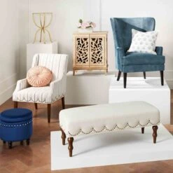 Providence Stanley Storage Ottoman, Navy Blue -Furniture Store providence stanley storage ottoman navy blue 2