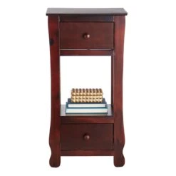 Providence Theodore 2-Drawer Thick Leg End Table, Brown -Furniture Store providence theodore 2 drawer thick leg end table brown 2