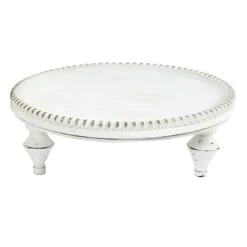 Providence White Wood Beaded Plant Stand, Small