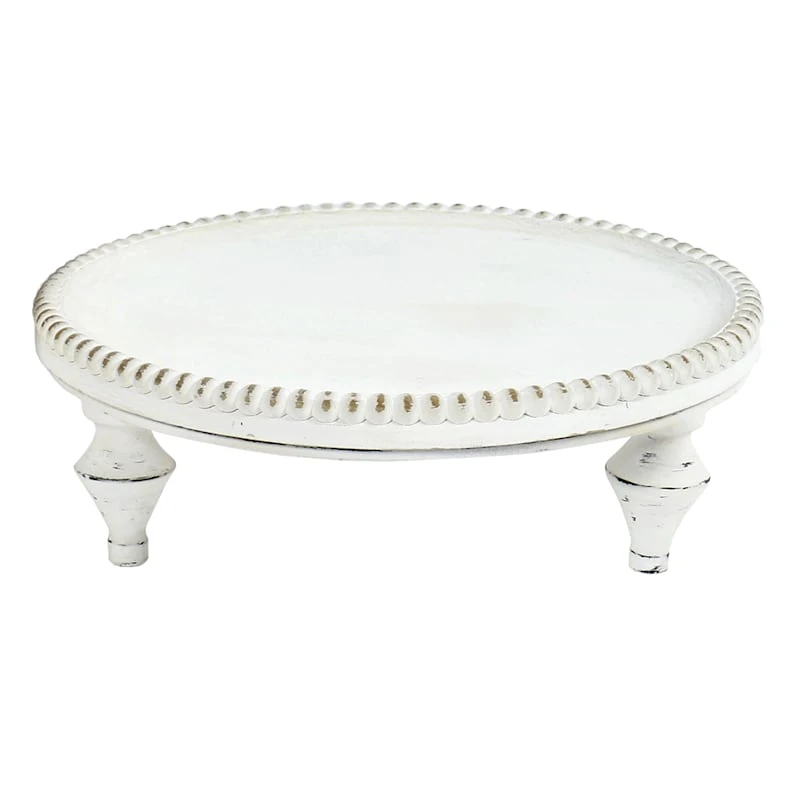 Providence White Wood Beaded Plant Stand, Small 1 Providence White Wood Beaded Plant Stand, Small