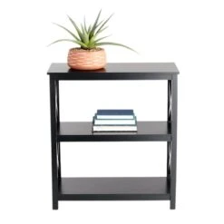 Providence Xavier Black 3-Tier Bookshelf, 29" -Furniture Store providence xavier black 3 tier bookshelf 29 5