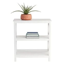 Providence Xavier White 3-Tier Bookshelf, 29" -Furniture Store providence xavier white 3 tier bookshelf 29 5