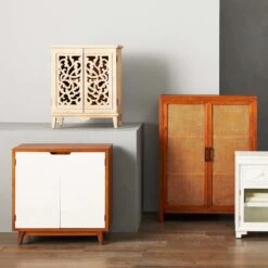 Rattan 2-Door Wooden Cabinet, 47" 10 Rattan 2-Door Wooden Cabinet, 47" -Furniture Store rattan 2 door wooden cabinet 47 4