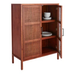 Rattan 2-Door Wooden Cabinet, 47" 11 Rattan 2-Door Wooden Cabinet, 47" -Furniture Store rattan 2 door wooden cabinet 47 5