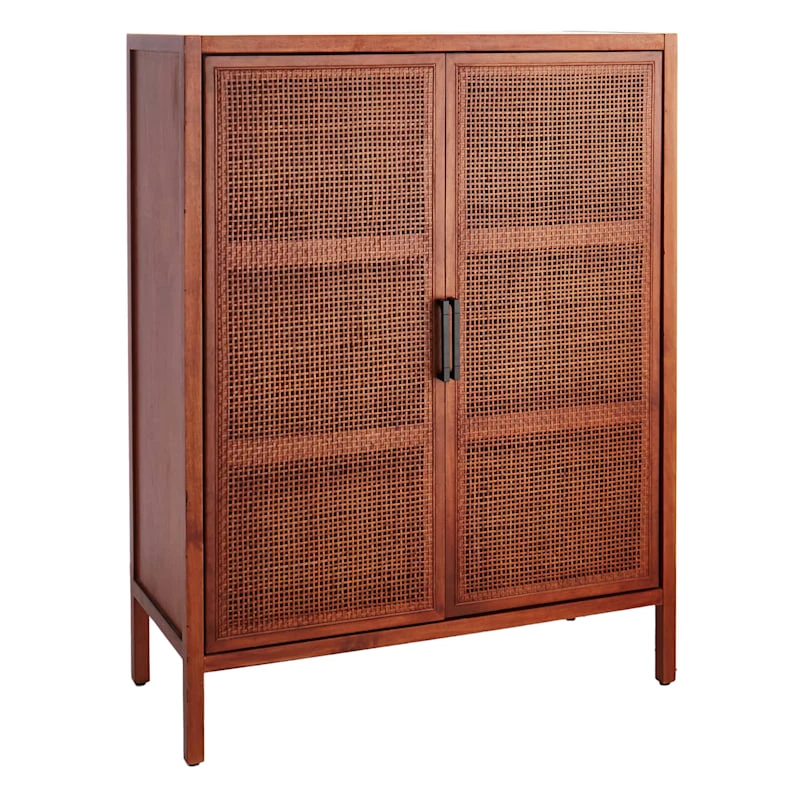 Rattan 2-Door Wooden Cabinet, 47" 1 Rattan 2-Door Wooden Cabinet, 47"