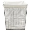 Rectangle Metal Wire Laundry Hamper, Black & Gold