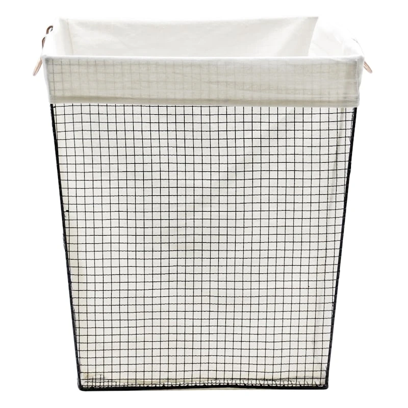 Rectangle Metal Wire Laundry Hamper, Black & Gold 1 Rectangle Metal Wire Laundry Hamper, Black & Gold