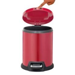 Red Round Pedal Bin, 5l