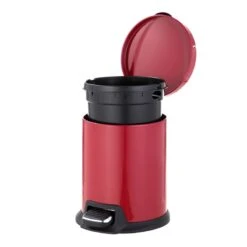 Red Round Pedal Bin, 5l -Furniture Store red round pedal bin 5l 3