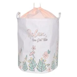 Relax Collapsible Laundry Hamper With Drawstring Liner, Pink