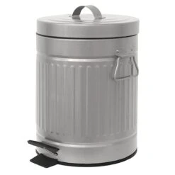 Retro Silver Step Trash Bin, 5l