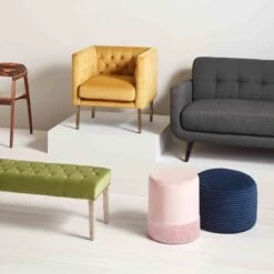 Ridgecrest Blue Plush Pouf, 20" -Furniture Store ridgecrest blue plush pouf 20 2