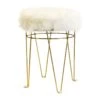 Rion White Faux Fur & Gold Vanity Stool