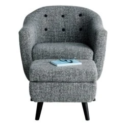 Rockwell Accent Chair & Ottoman Set, Salt & Pepper -Furniture Store rockwell accent chair ottoman set salt pepper 2