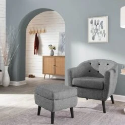 Rockwell Accent Chair & Ottoman Set, Salt & Pepper -Furniture Store rockwell accent chair ottoman set salt pepper 7