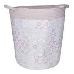 Round Fabric & Cotton Rope Basket, X-Large