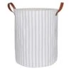 Round Fabric Striped Laundry Hamper With Handles, Medium