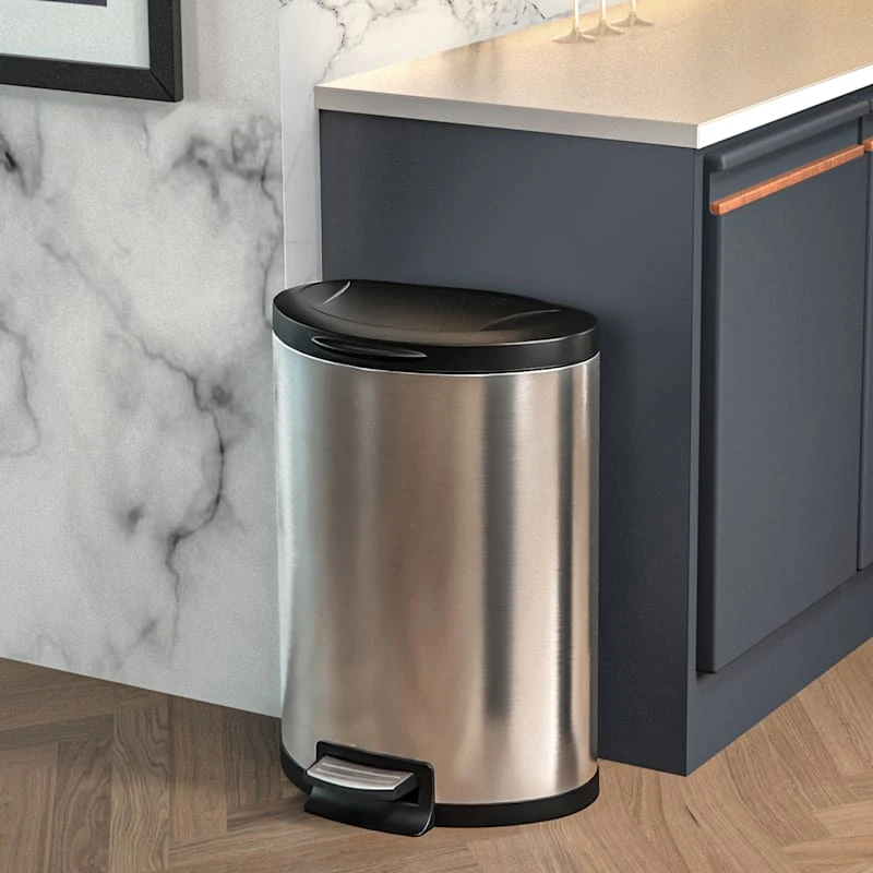 Round Stainless Steel Semi-Round Pedal Trash Bin, 45l 2 Round Stainless Steel Semi-Round Pedal Trash Bin, 45l - Image 2
