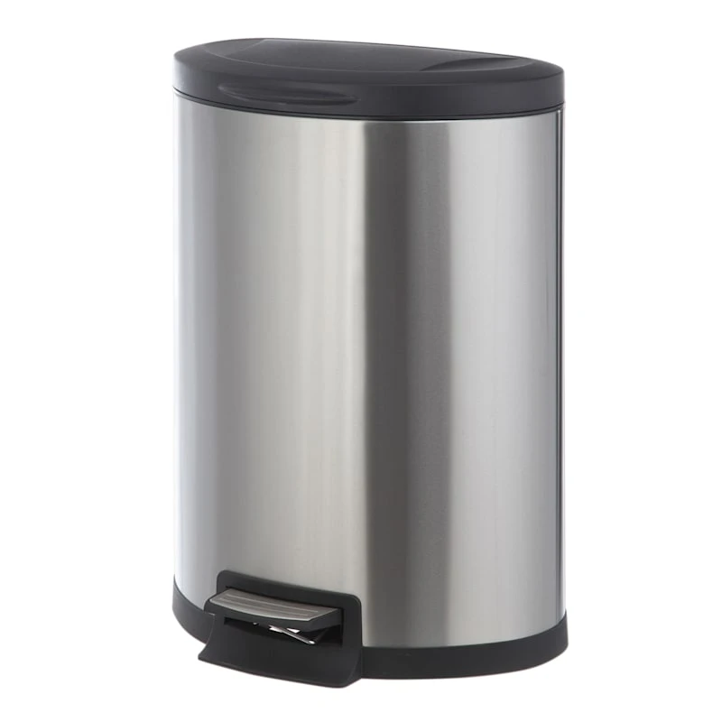 Round Stainless Steel Semi-Round Pedal Trash Bin, 45l 1 Round Stainless Steel Semi-Round Pedal Trash Bin, 45l