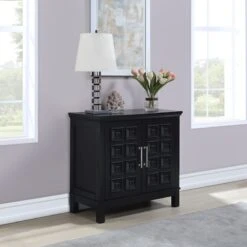 Sadie 2-Drawer Geometric Cabinet, Black -Furniture Store sadie 2 drawer geometric cabinet black 7