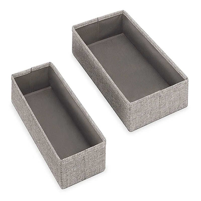 Set Of 4 Fabric Drawer Organizers, Black Herringbone 3 Set Of 4 Fabric Drawer Organizers, Black Herringbone - Image 3