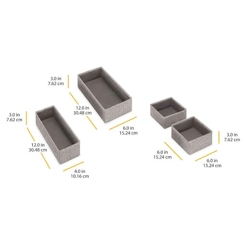 Set Of 4 Fabric Drawer Organizers, Black Herringbone 7 Set Of 4 Fabric Drawer Organizers, Black Herringbone - Image 7