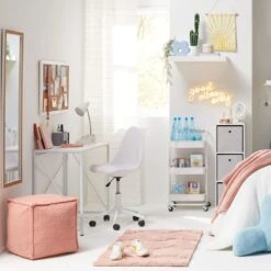 Sherpa Pouf, Peach -Furniture Store sherpa pouf peach 2