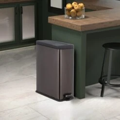 Slim Rectangle Black Stainless Steel Pedal Bin, 9.7l 5 Slim Rectangle Black Stainless Steel Pedal Bin, 9.7l -Furniture Store slim rectangle black stainless steel pedal bin 9.7l 2