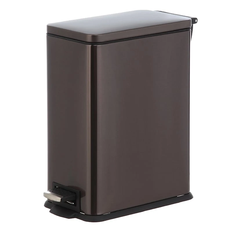 Slim Rectangle Black Stainless Steel Pedal Bin, 9.7l 1 Slim Rectangle Black Stainless Steel Pedal Bin, 9.7l