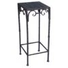 Square Wood Top Plant Stand With Brown Twist Metal Leg, Large
