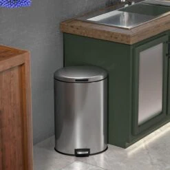 Stainless Steel Oval Pedal Trash Bin, 45l -Furniture Store stainless steel oval pedal trash bin 45l 3