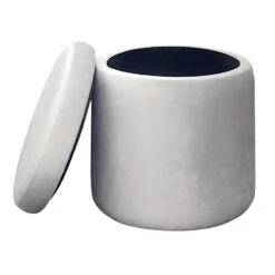 Stuart Round Storage Ottoman, Grey -Furniture Store stuart round storage ottoman grey 2