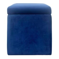 Stuart Square Storage Ottoman, Navy Blue -Furniture Store stuart square storage ottoman navy blue 2