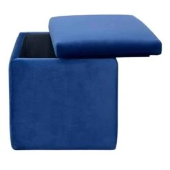 Stuart Square Storage Ottoman, Navy Blue -Furniture Store stuart square storage ottoman navy blue 3