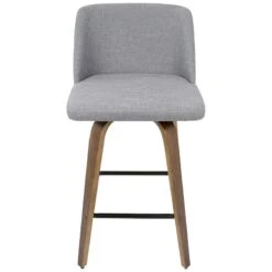 Toriano Walnut & Grey Counter Stool, 26" -Furniture Store toriano walnut grey counter stool 26 2