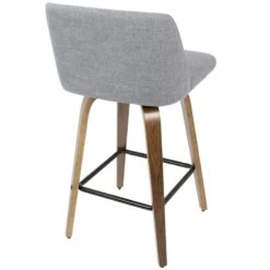 Toriano Walnut & Grey Counter Stool, 26" -Furniture Store toriano walnut grey counter stool 26 3