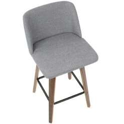 Toriano Walnut & Grey Counter Stool, 26" -Furniture Store toriano walnut grey counter stool 26 6