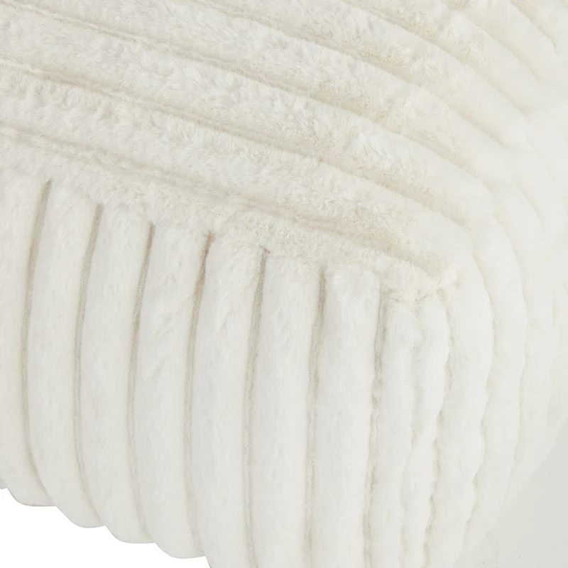 Tracey Boyd Esme Channeled Fur Pouf, Ivory 2 Tracey Boyd Esme Channeled Fur Pouf, Ivory - Image 2