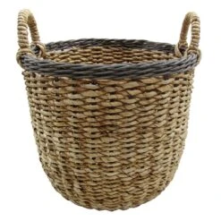Tracey Boyd Natural Banana Leaf & Rattan Round Basket, Large