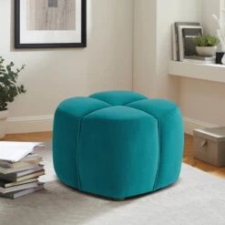 Tracey Boyd Teal Ottoman -Furniture Store tracey boyd teal ottoman 2