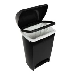 Two-Step Black Trash Can, 12gal -Furniture Store two step black trash can 12gal 2