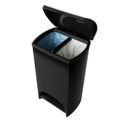 Two-Step Black Trash Can, 12gal -Furniture Store two step black trash can 12gal 3