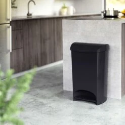 Two-Step Black Trash Can, 12gal -Furniture Store two step black trash can 12gal 5