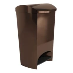 Two-Step Bronze Trash Can, 12gal -Furniture Store two step bronze trash can 12gal 5