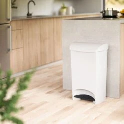 Two-Step White Trash Can, 12gal 11 Two-Step White Trash Can, 12gal -Furniture Store two step white trash can 12gal 5