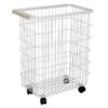 Ty Pennington Nova Slim Metal Rolling Laundry Hamper, White