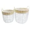 Ty Pennington Round Natural & White Metal Storage Basket, Large
