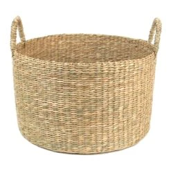 Ty Pennington Round Natural Wicker Basket With Handles, Small