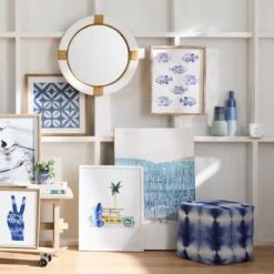 Ty Pennington Shyloh Shibori Print Pouf, Blue -Furniture Store ty pennington shyloh shibori print pouf blue 4